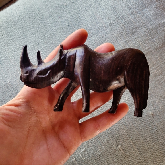 Vintage Wooden Rhino - Picture 2 of 9
